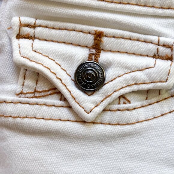 True Religion White Joey Cut Off Low Rise Super Short Shorts size 27 - Picture 9 of 13